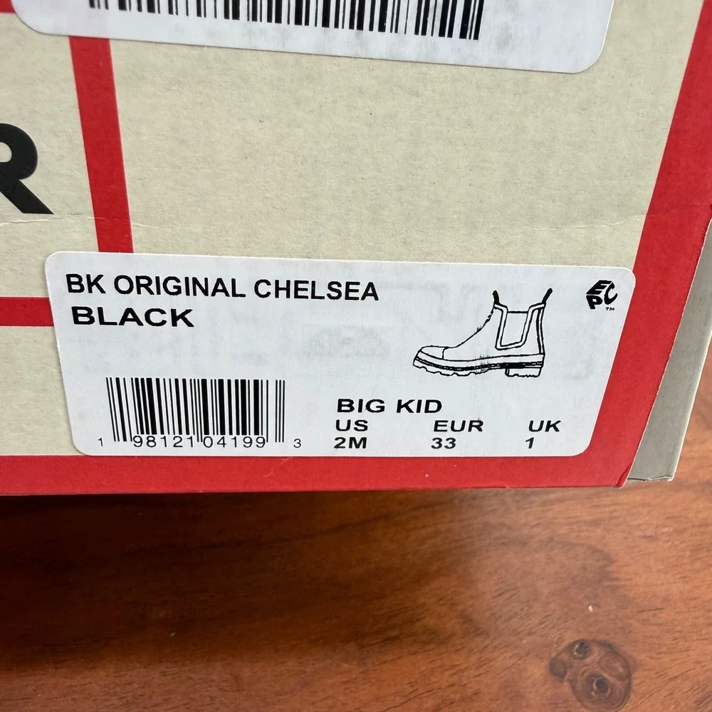Hunter Big Kid Original Chelsea Black Waterproof Rubber Rain Boots HJS6000RMA 2M